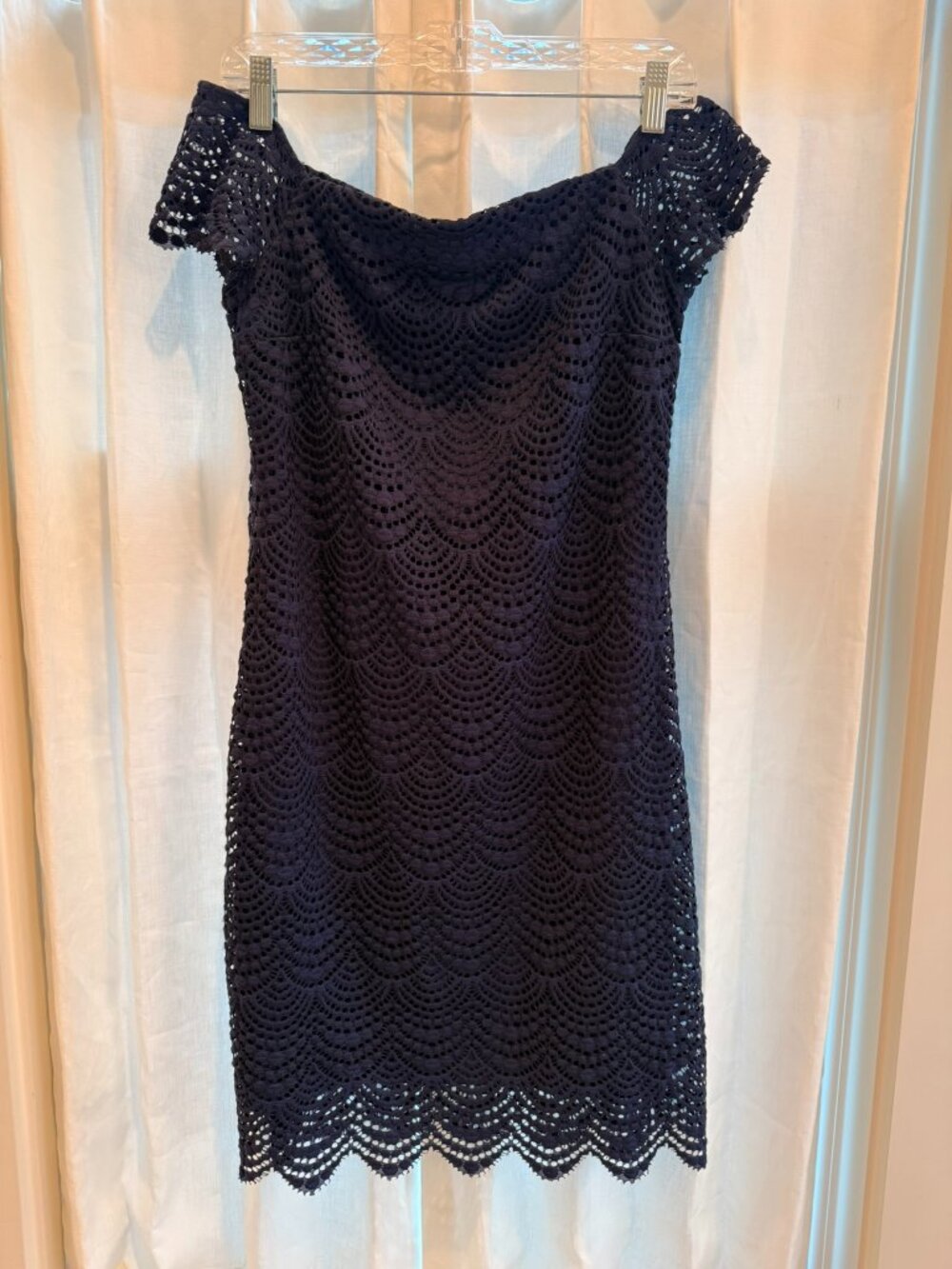 Lilly Pulitzer Navy Crochet Lace Off-Shoulder Dress | Size M